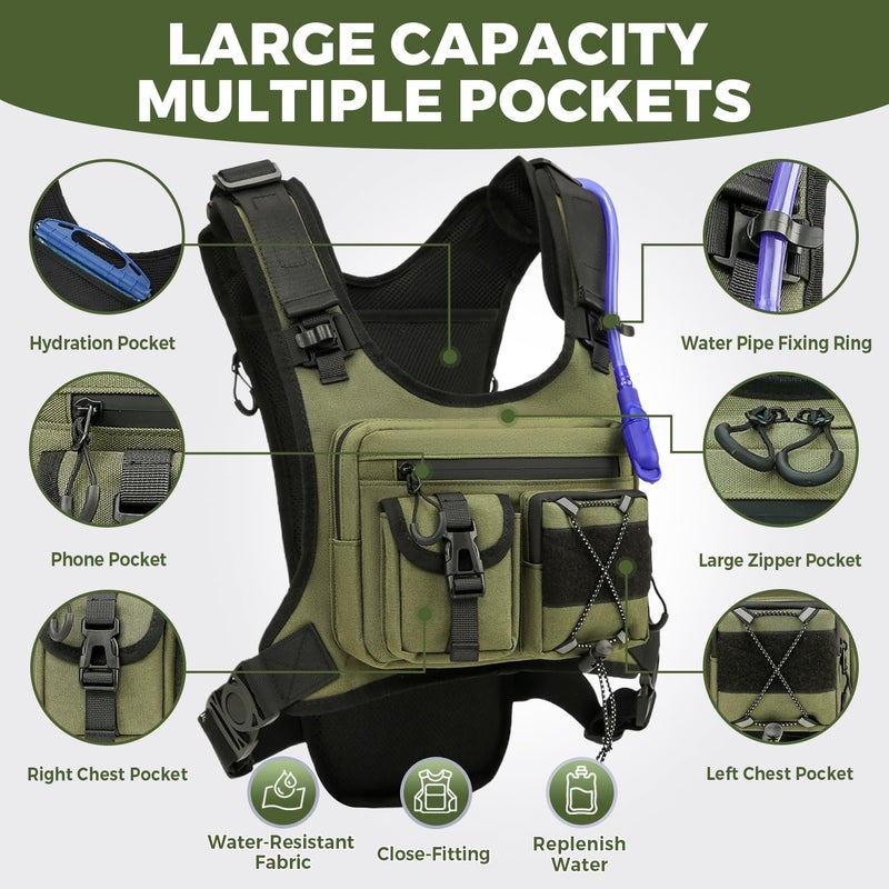 Criuage USA Original Patent Running Hydration Vest Backpack, Lightweight Chest Pack with 2.0L Water Bladder Bag Daypack for Hiking Running Cycling Race Marathon for Women Men - Image 2